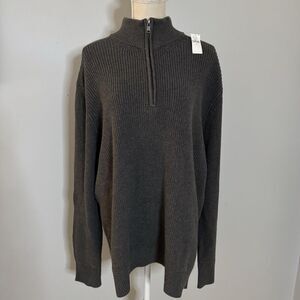 Gap Men's Gray Half-Zip Rib Mockneck Sweater Size‎ XL NWT